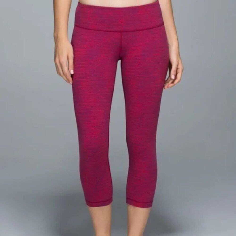Lululemon Wunder Under Crop Diamond 8 bumble berry space dye sz 8 - Picture 2 of 8